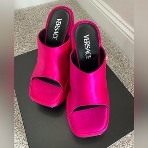 Versace Fuchsia Satin Mules BRAND NEW
